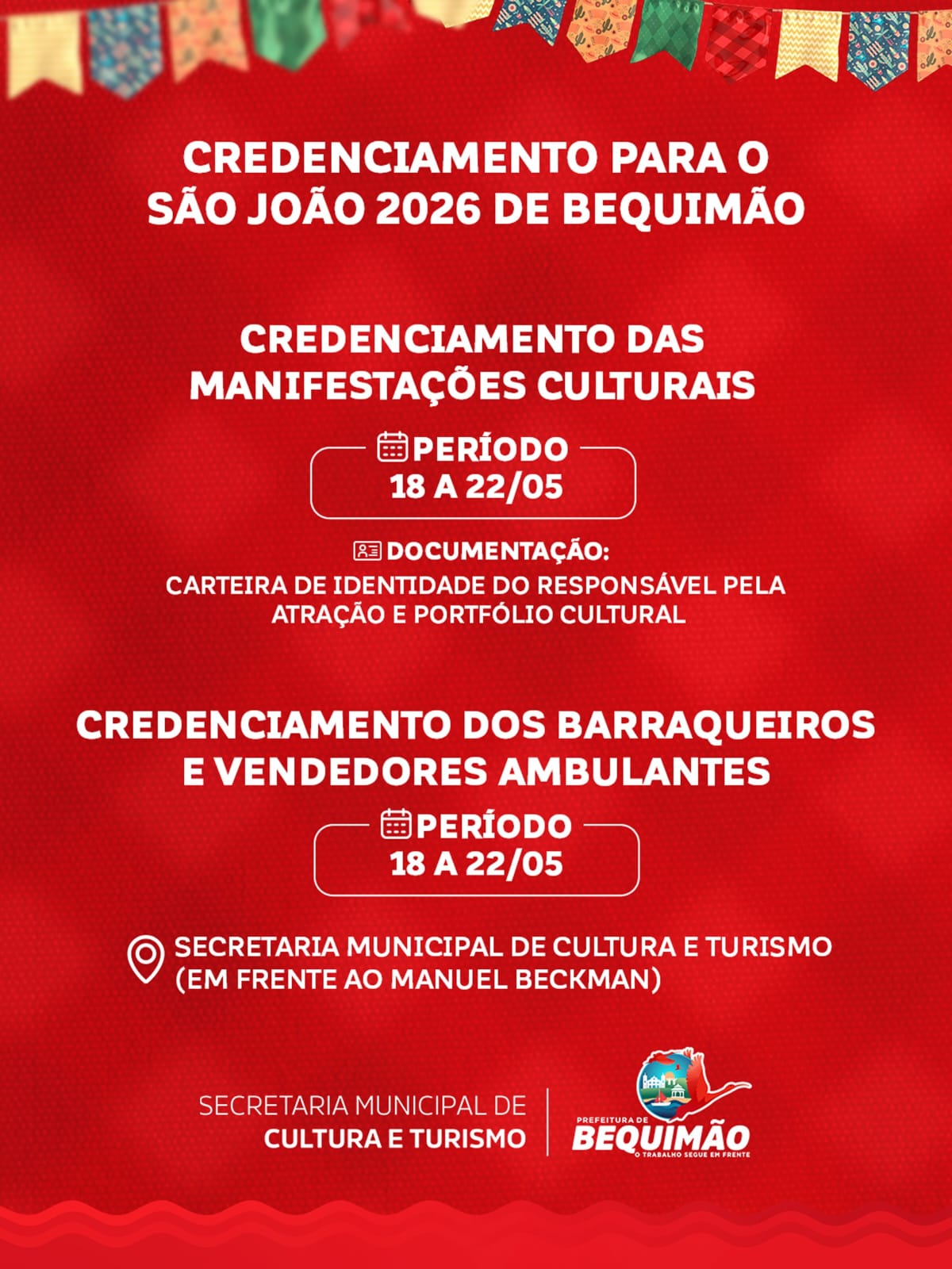 Prefeitura de Bequimão abre credenciamento para o São João 2026